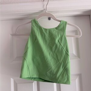 Lululemon Lime Green Performance Cropped Tank Top w Built in Bra